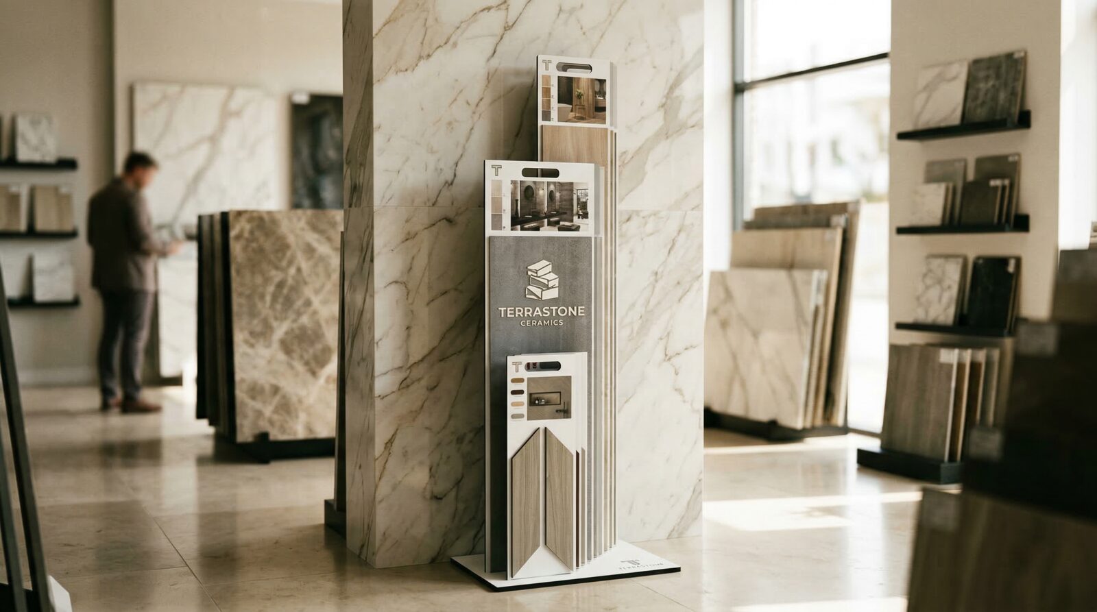 Torre expositor mármol